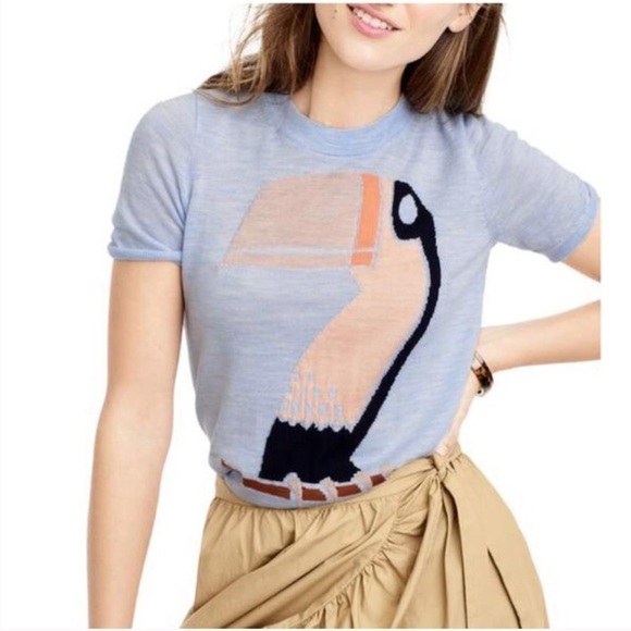 J.Crew Tippi Intarsia Toucan Sweater XS merino - Picture 1 of 9